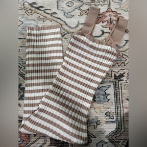 Striped Brown and White Ribbed Dress